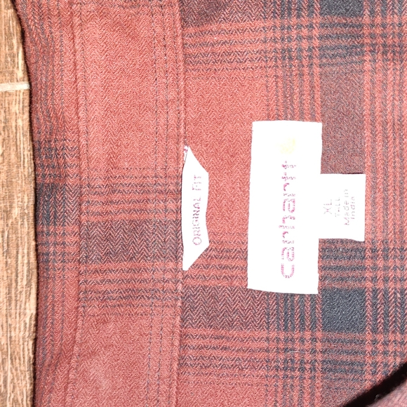 Carhartt Mens Flannel Shirt Plaid Button Down Original Fit Long Sleeve XL Tall - Picture 4 of 11